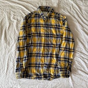 Denim & Flower Yellow and Navy Plaid Button-Down Shirt
